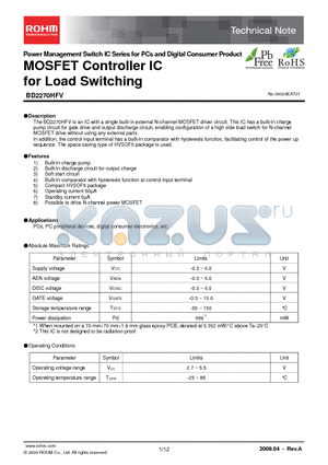 BD2270HFV datasheet - MOSFET Controller IC for Load Switching