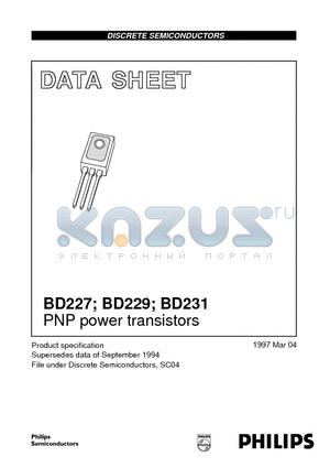 BD229 datasheet - PNP power transistors