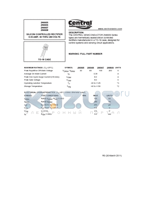 2N6606 datasheet - SILICON CONTROLLED RECTIFIER 0.35 AMP, 30 THRU 200 VOLTS