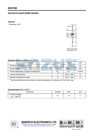 BZX79B15 datasheet - SILICON PLANAR ZENER DIODES