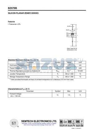 BZX79B22 datasheet - SILICON PLANAR ZENER DIODES