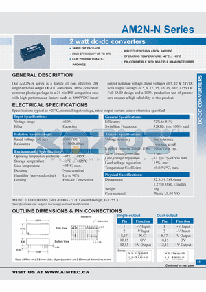 AM2N-0505SH60-N datasheet - 2 watt dc-dc converters