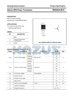 BD239A datasheet - Silicon NPN Power Transistors