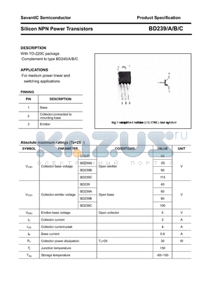 BD239B datasheet - Silicon NPN Power Transistors