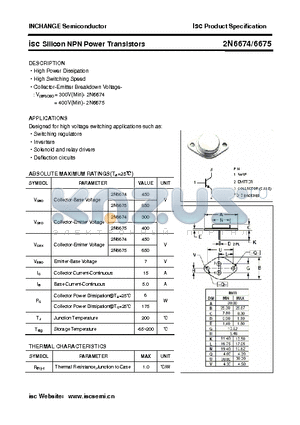 2N6675 datasheet - isc Silicon NPN Power Transistors