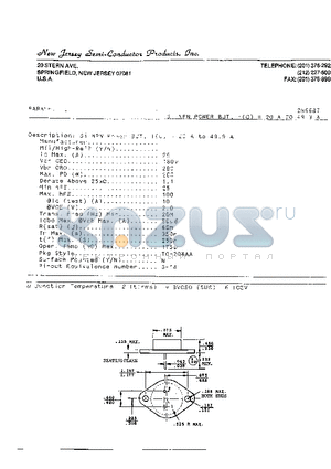 2N6687 datasheet - SI NPN POWER BJT