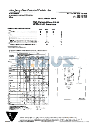 2N6703 datasheet - HIGH-CURRENT, SILICON N-P-N VERSAWATT TRANSISTORS