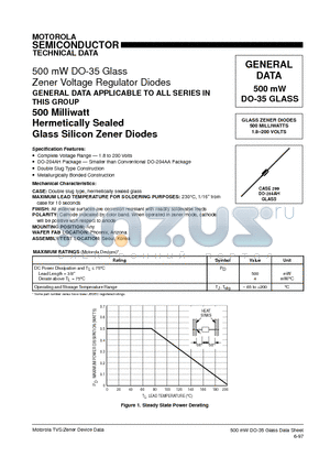 BZX79C130RL datasheet - 500 mW DO-35 Glass Zener Voltage Regulator Diodes