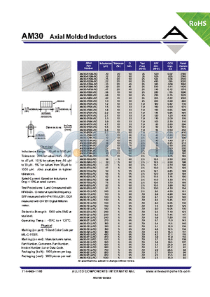 AM30-100K-RC datasheet - Axial Molded Inductors