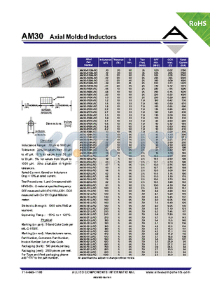 AM30-100K-RC datasheet - Axial Molded Inductors