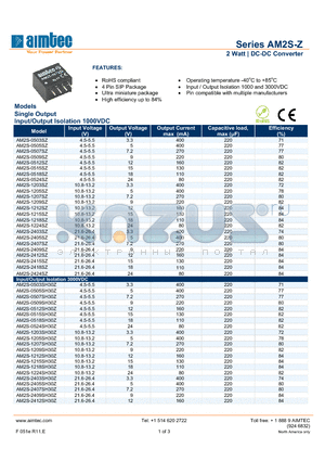 AM2S-Z_13 datasheet - 2 Watt | DC-DC Converter