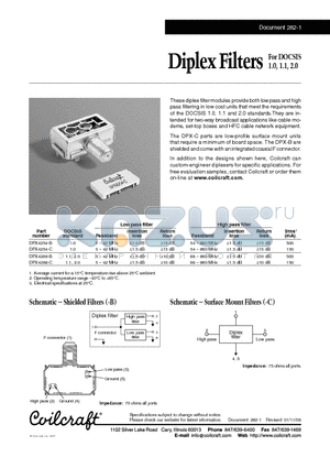 DPX4288-B datasheet - Diplex Filters