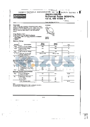 2N6761 datasheet - N-Channel Power MOSFETs, 4.5A, 450V/500V