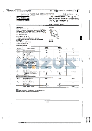 2N6763 datasheet - N-Channel Power MOSFETs, 38A, 60V/100V