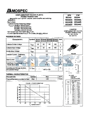 BD243 datasheet - POWER TRANSISTORS(6A,65W)