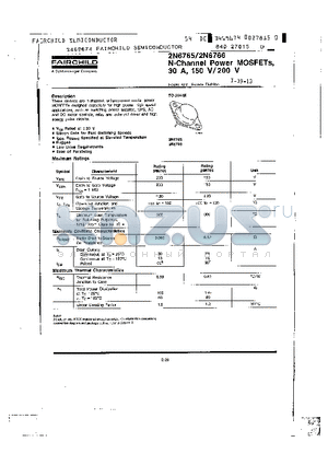 2N6765 datasheet - N-Channel Power MOSFETs, 30A, 150V/200V