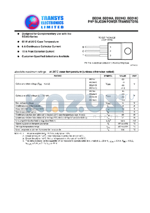 BD244 datasheet - PNP SILICON POWER TRANSISTORS