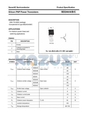 BD244 datasheet - Silicon PNP Power Transistors