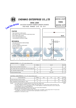 BZX79C3V3PT datasheet - SILICON PLANAR POWER ZENER DIODES VOLTAGE RANGE 2.4V TO 51V