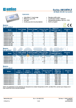 AM30EW-2405.1SZ datasheet - 30 Watt | DC-DC Converter