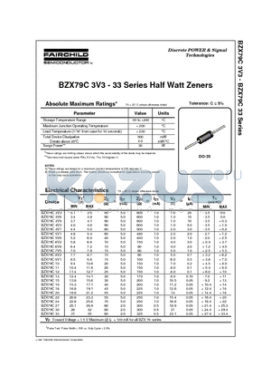 BZX79C3V6 datasheet - Series Half Watt Zeners