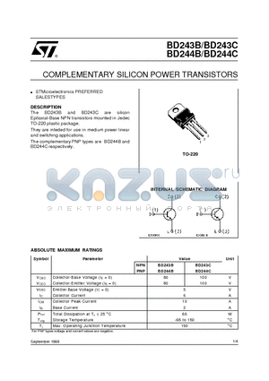 BD244C datasheet - COMPLEMENTARY SILICON POWER TRANSISTORS