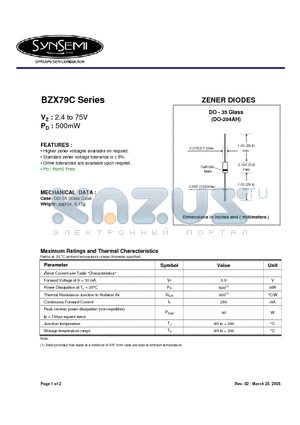 BZX79C3V9 datasheet - ZENER DIODES