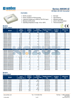 AM30K-1205DH30IZ datasheet - 30 Watt | DC-DC Converter