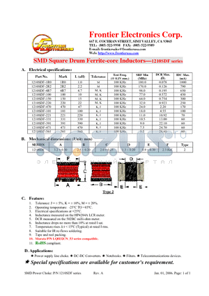1210SDF-101 datasheet - SMD Square Drum Ferrite-core Inductors