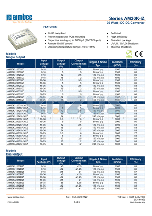 AM30K-1215SIZ datasheet - 30 Watt | DC-DC Converter