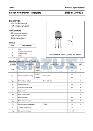2N6931 datasheet - Silicon NPN Power Transistors