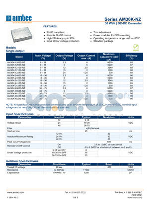 AM30K-NZ_13 datasheet - 30 Watt | DC-DC Converter