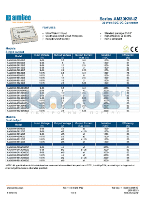 AM30KW-2403SH30IZ datasheet - 30 Watt | DC-DC Converter