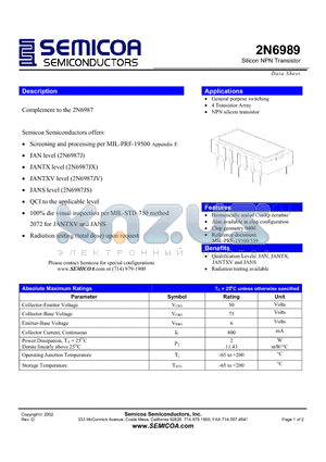 2N6989_02 datasheet - Silicon NPN Transistor