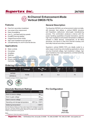 2N7000 datasheet - N-Channel Enhancement-Mode Vertical DMOS FETs