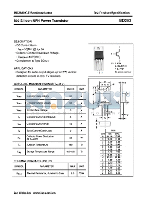 BD303 datasheet - isc Silicon NPN Power Transistor