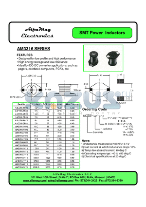 AM3316-150M datasheet - SMT Power Inductors