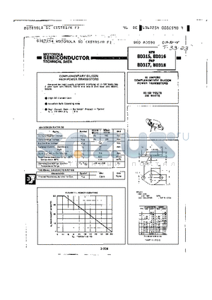 BD316 datasheet - 16 AMPERE COMPLEMENTARY SILICON POWER TRANSISTORS