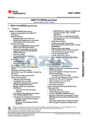 AM3517BZER datasheet - AM3517/05 ARM Microprocessor