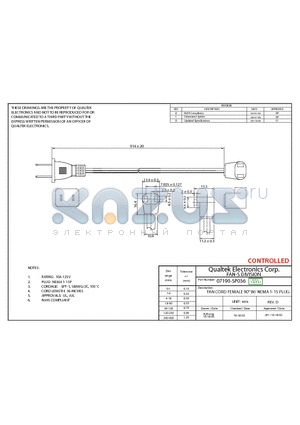 07190-SP036 datasheet - FAN CORD FEMALE 90` W/ NEMA 1-15 PLUG