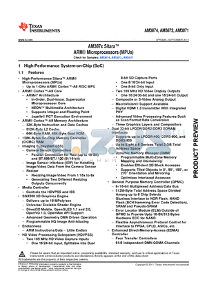 AM3871 datasheet - AM387x Sitara ARM Microprocessors (MPUs)