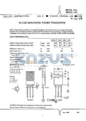 BD333 datasheet - SILICON DARLINGTON POWER TRANSISTORS