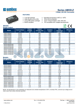 AM3D-Z datasheet - 3 Watt | DC-DC Converter