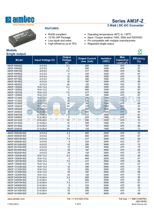 AM3F-0509SH52Z datasheet - 3 Watt | DC-DC Converter