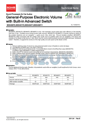 BD3465FV datasheet - General-Purpose Electronic Volume with Built-in Advanced Switch