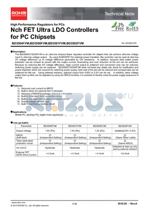 BD3502FVM datasheet - Nch FET Ultra LDO Controllers for PC Chipsets