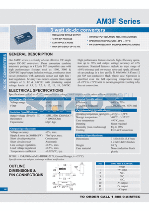 AM3F-0505S datasheet - 3 watt dc-dc converters