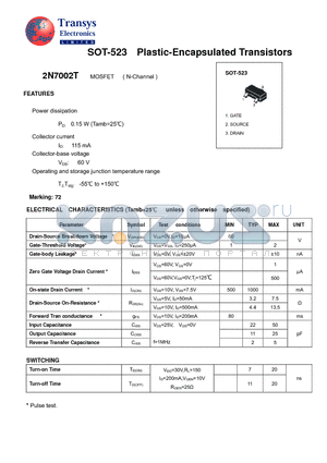 2N7002T datasheet - Plastic-Encapsulated Transistors