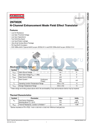 2N7002K_12 datasheet - N-Channel Enhancement Mode Field Effect Transistor