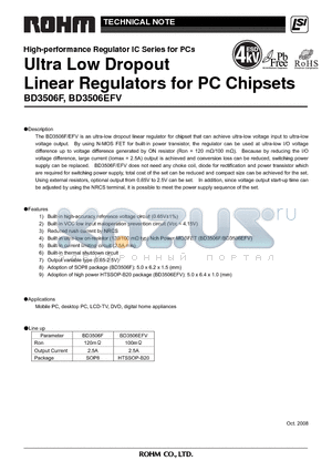 BD3506EFV datasheet - Ultra Low Dropout Linear Regulators for PC Chipsets